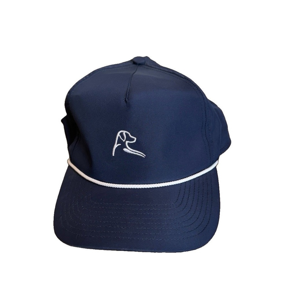 Rhoback Hat Cap Snapback Navy Blue Rope Logo Golf Performance Mens Athletic OSFM